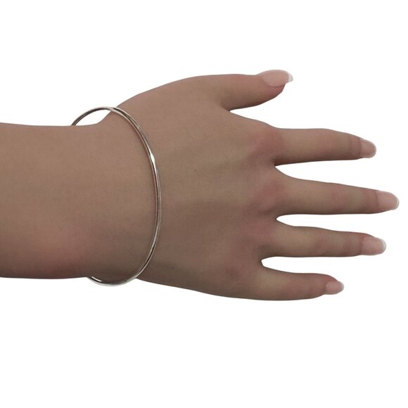 925 Sterling Silver Cuff Bangle Bracelet Size 6.25 inches Screw Ball Ends - Picture 8 of 8